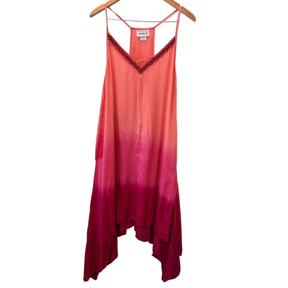Swimsuits For All Ombre Pink Orange Handkerchief Cover Up Dress 18/20 Beach Pool